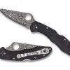 Delica&reg; 4 Black Pakkawood Damascus Exclusive<Spyderco New