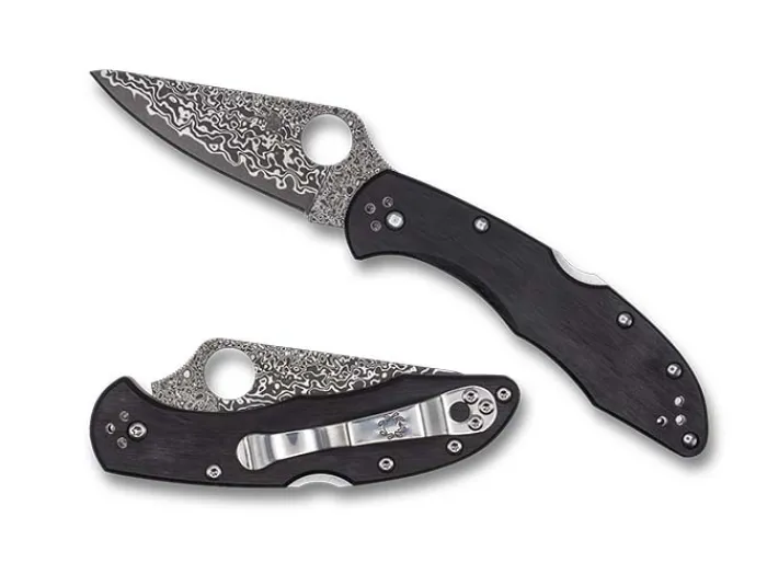 delicareg__black_pakkawoo_0.webp Delica® 4 Black Pakkawood Damascus Exclusive<Spyderco New