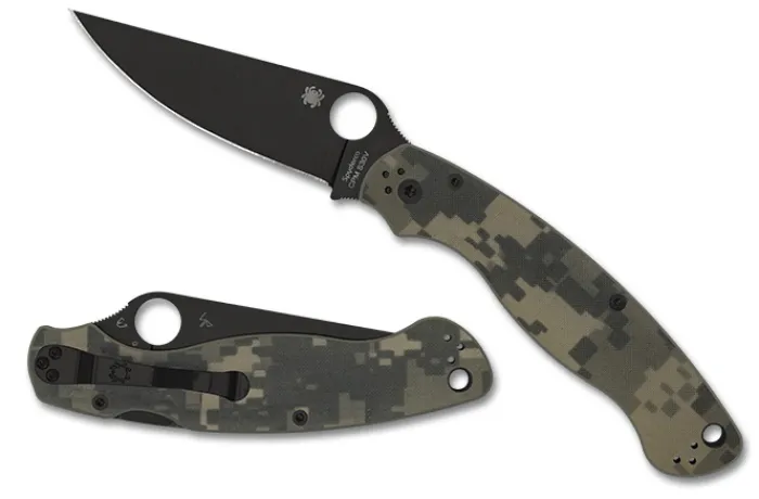 military__camo_g_black_bl_0.webp Military™ 2 Camo G-10 Black Blade PlainEdge<Spyderco Outlet