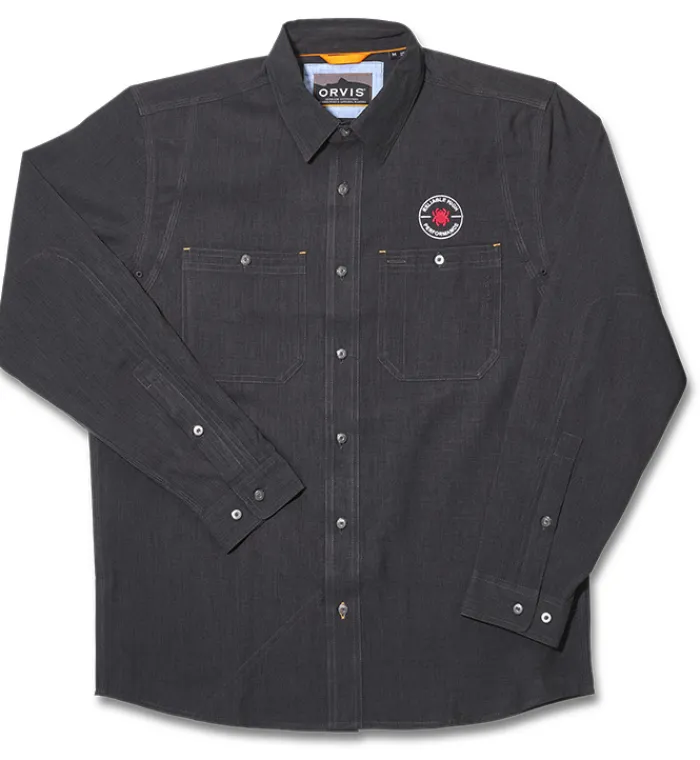orvis_mens_tech_chambray__0-1.webp Orvis® Men's Tech Chambray Work Shirt Black Long Sleeve<Spyderco Discount