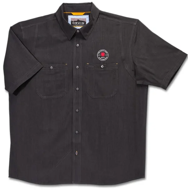 Orvis® Men's Tech Chambray Black Work Shirt Short Sleeve<Spyderco Clearance