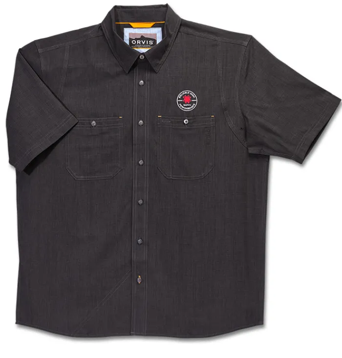 orvis_mens_tech_chambray__0-3.webp Orvis® Men's Tech Chambray Black Work Shirt Short Sleeve<Spyderco Clearance