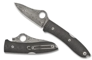 SpyOpera™ Carbon Fiber Thor™ Damascus<Spyderco Clearance